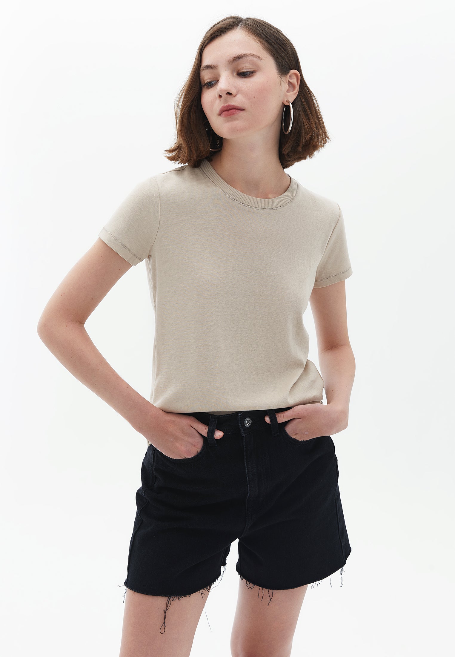 oxxo t-shirt basique femme - beige