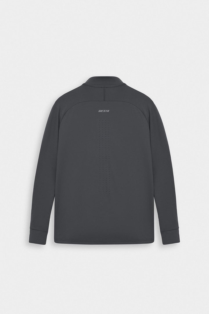 Giesto Haut Technique à Demi Fermeture Éclair Slim Fit Active Wear Anthracite - Anthracite