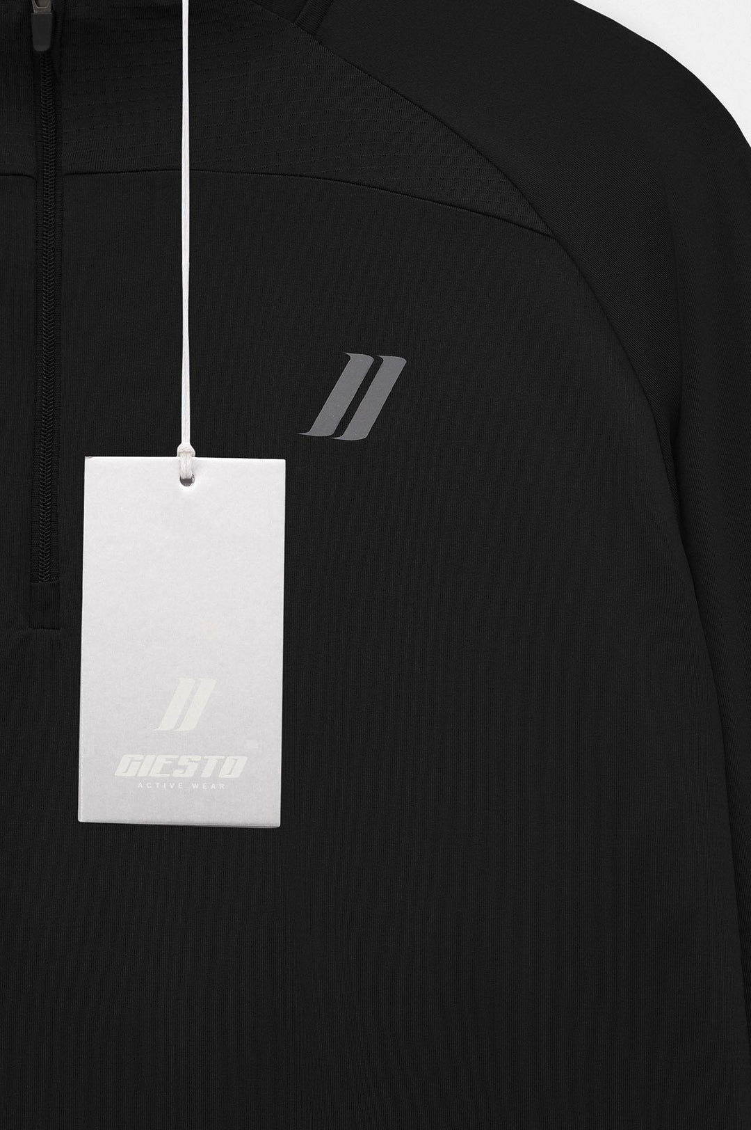 Giesto Active Wear Slim Fit Haut d'entraînement technique à demi-zip Noir - Noir