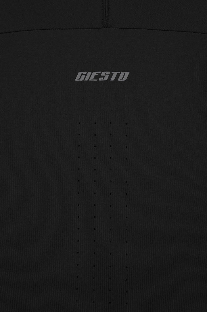 Giesto Active Wear Slim Fit Haut d'entraînement technique à demi-zip Noir - Noir