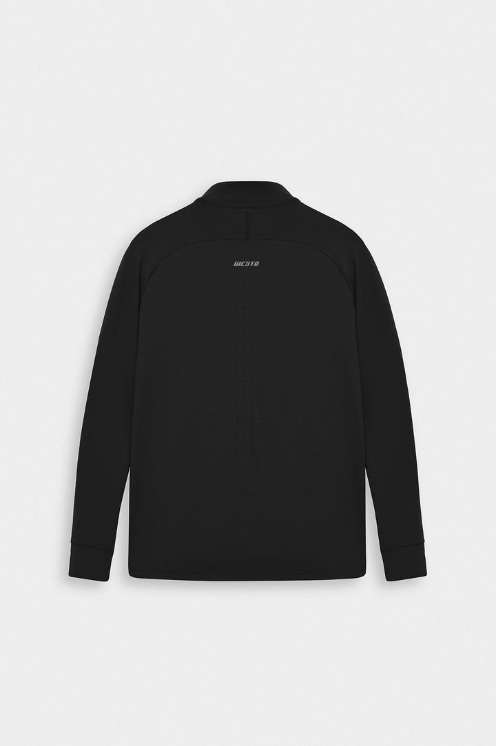 Giesto Active Wear Slim Fit Haut d'entraînement technique à demi-zip Noir - Noir