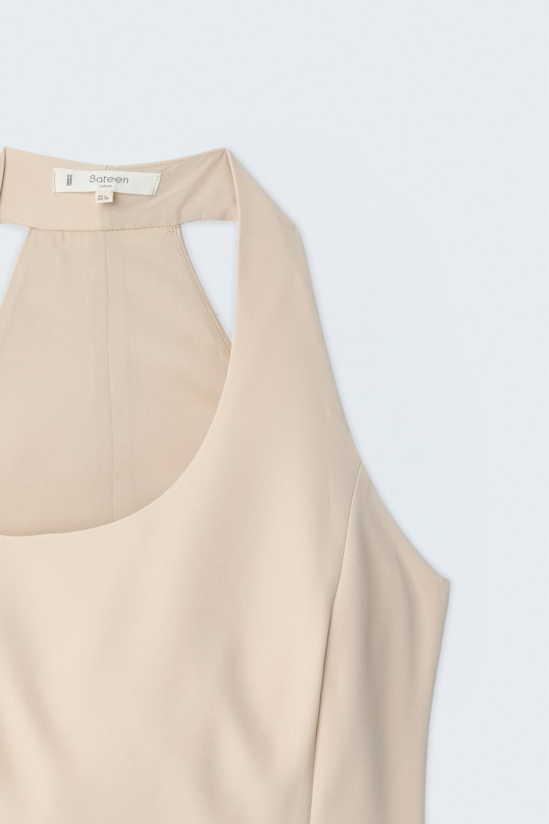 Sateen Blouse avec Détails Accessoires - Beige
