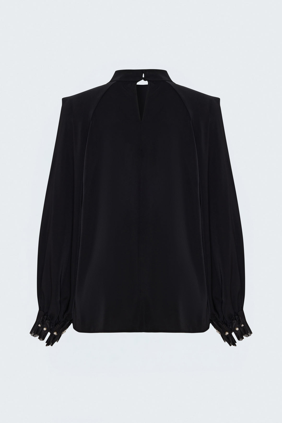 Sateen Blouse avec détail d'accessoire - Noir