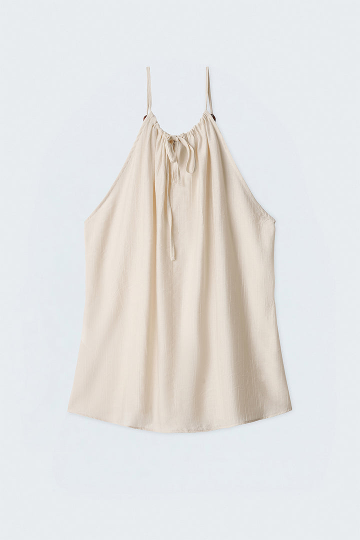 Sateen Blouse avec Détails d'Accessoires - Pierre