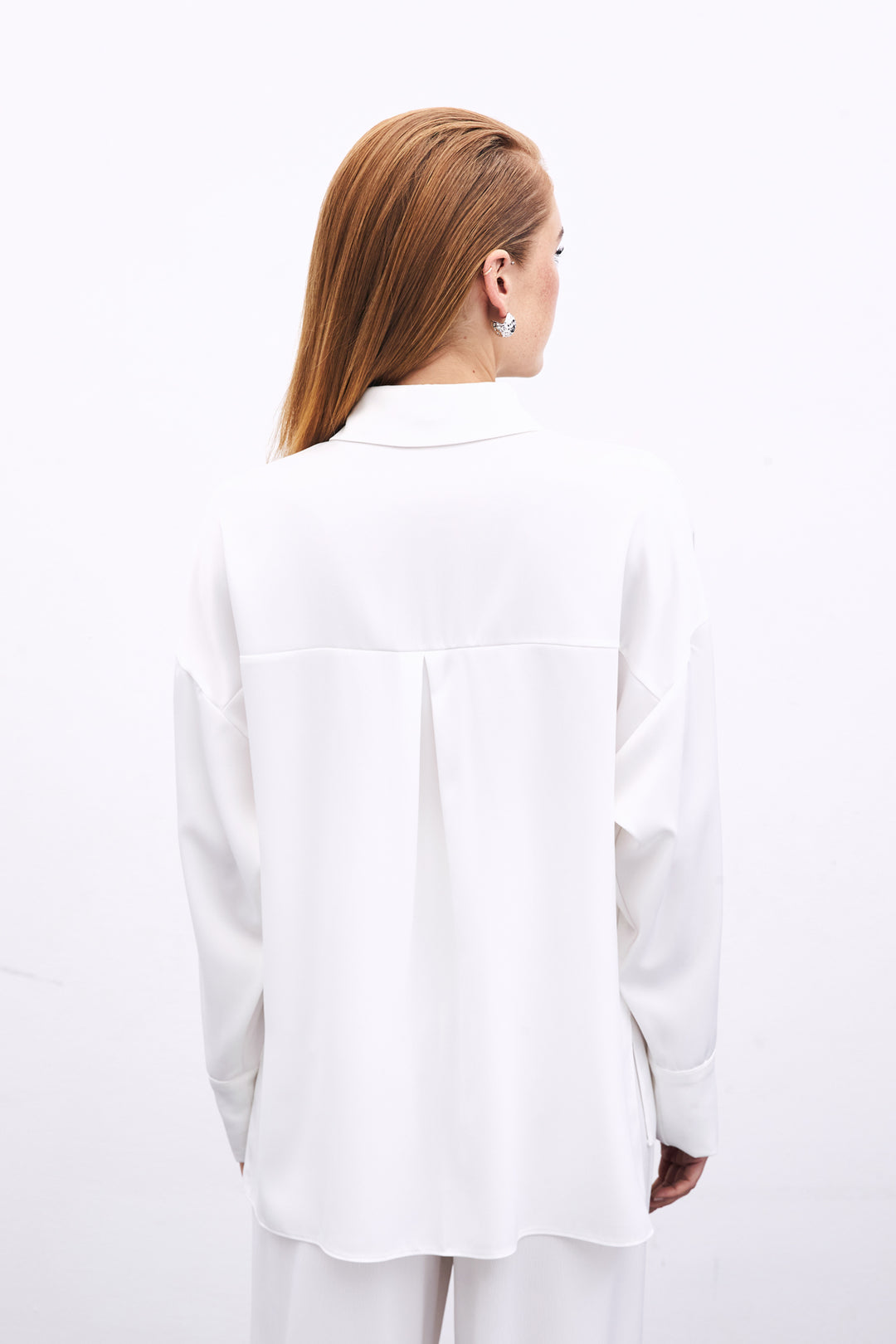 Sateen Chemise Détail Accessoire - Écru