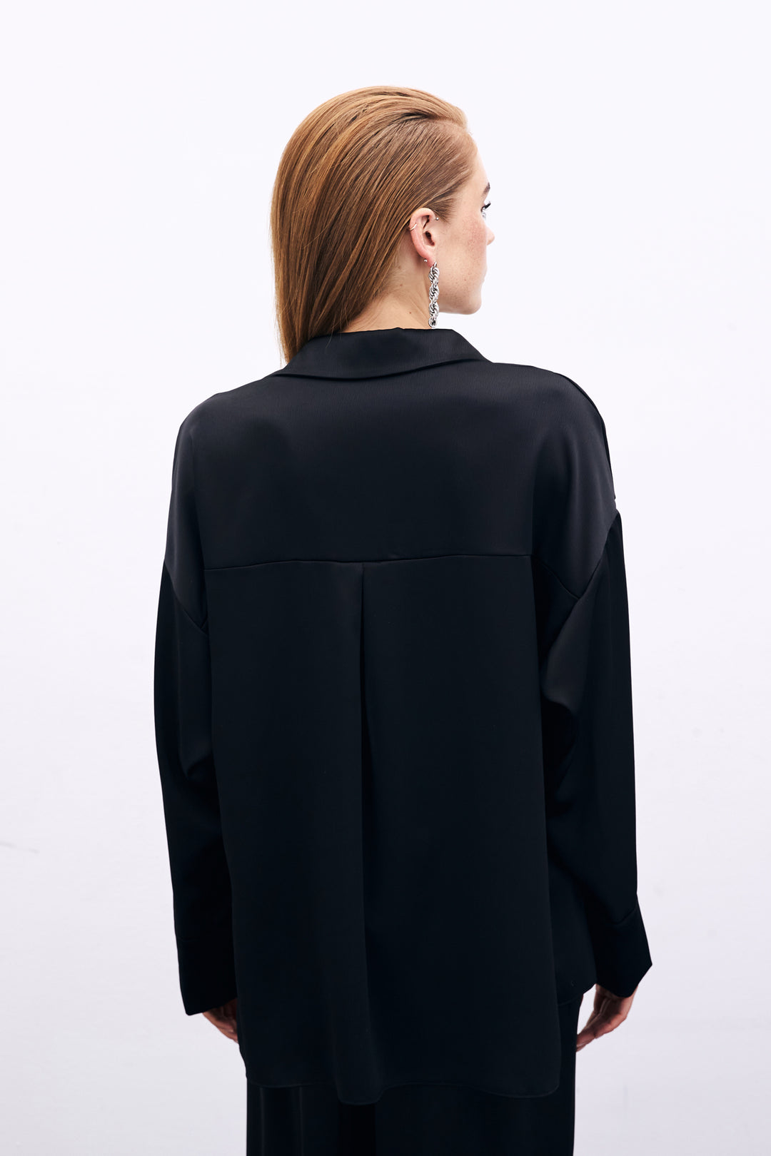 Sateen Chemise Détail Accessoire - Noir