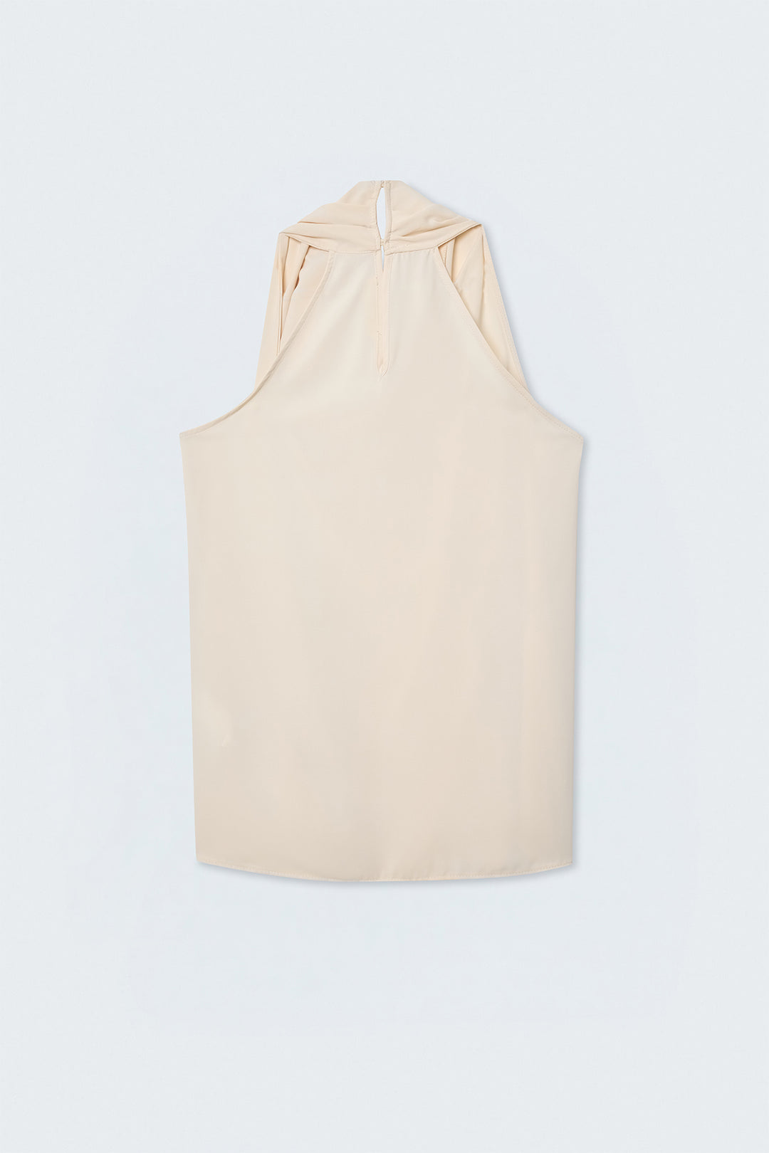 Sateen Débardeur Sans Manches avec Détails - Beige