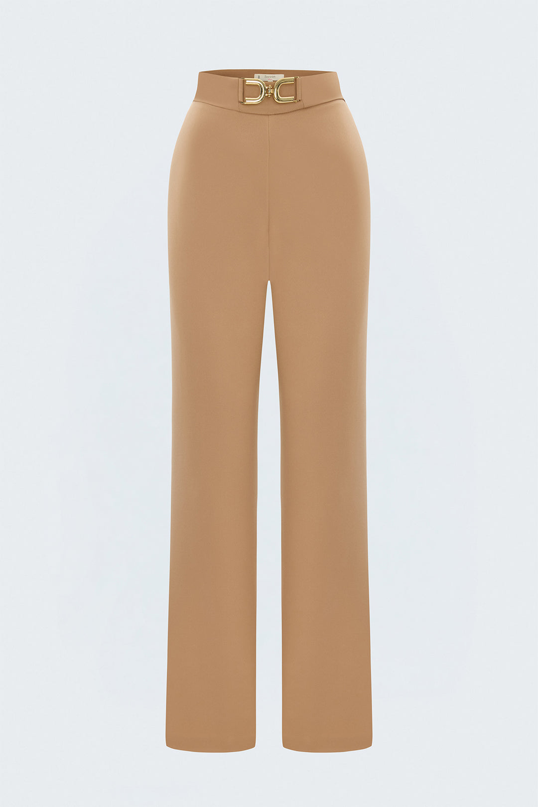 Sateen Pantalon avec détails accessoires - Foncé Beige