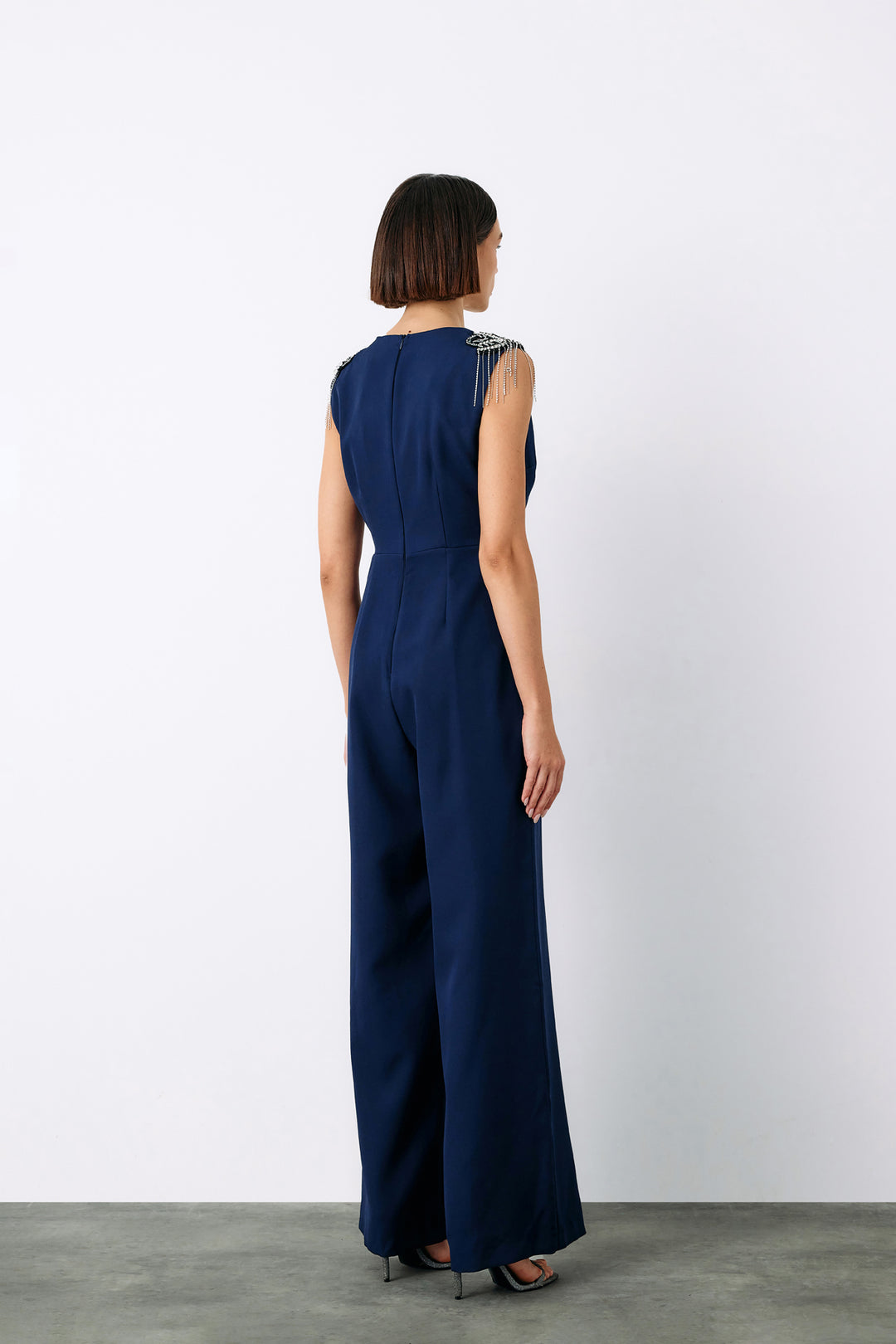 Sateen Combinaison avec détails accessoires - Bleu marine