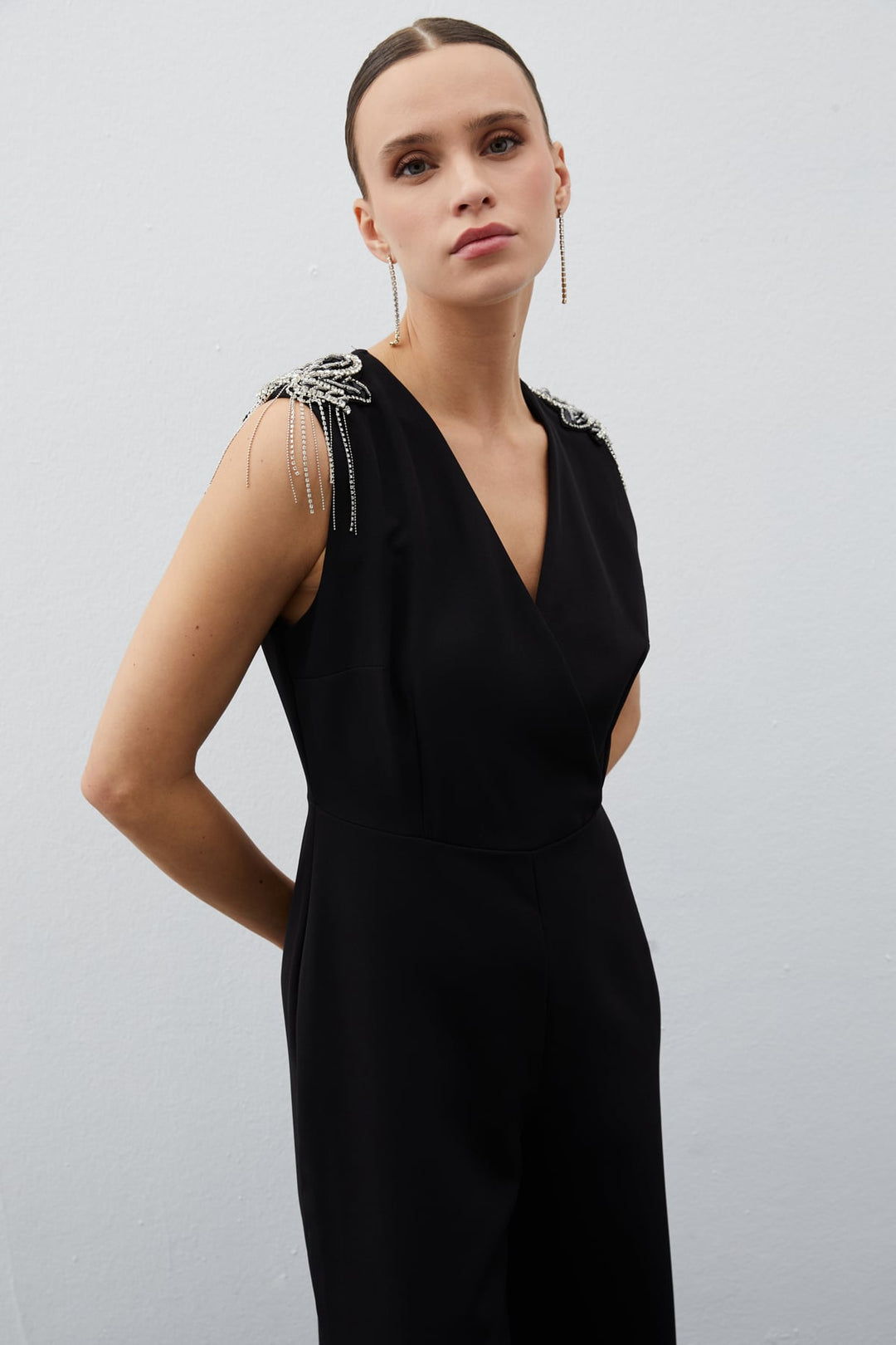Sateen Combinaison avec détails accessoires - Noir
