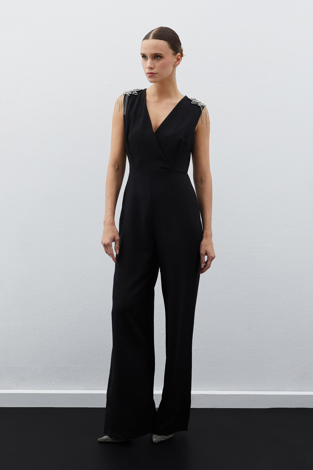 Sateen Combinaison avec détails accessoires - Noir