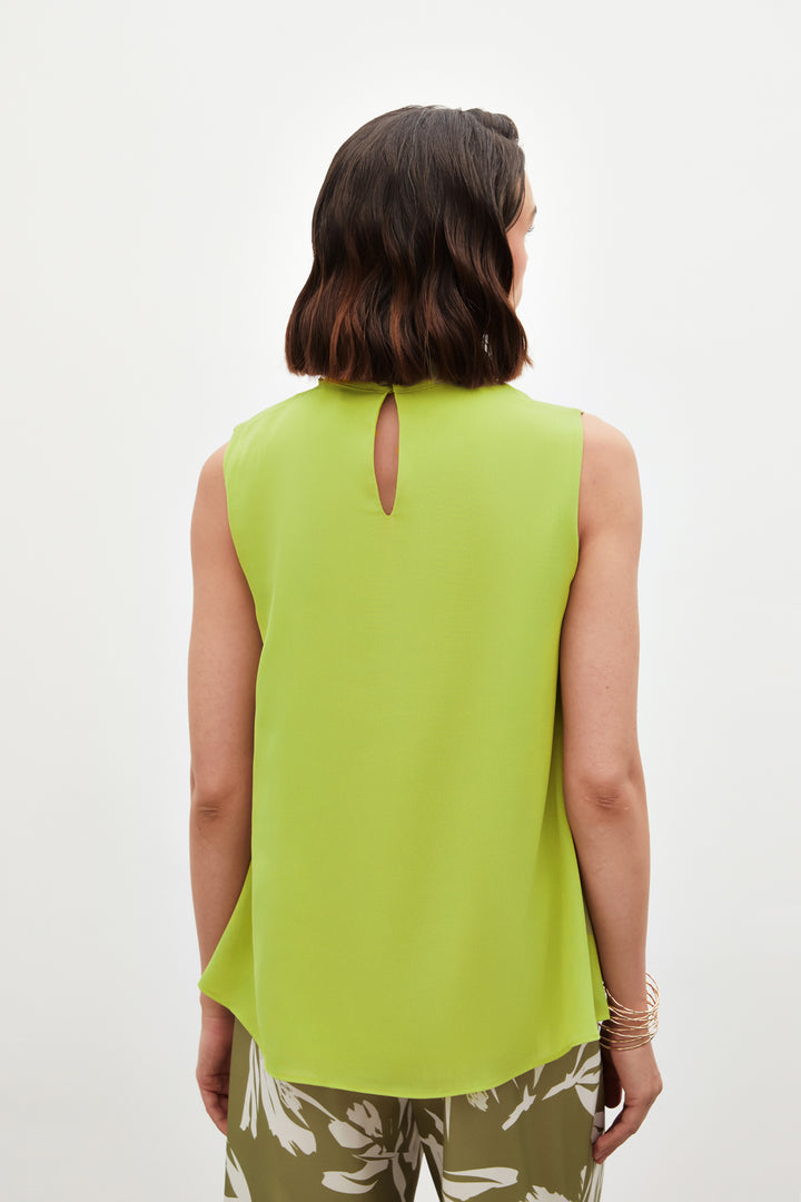 Sateen Blouse volantée avec détails d'accessoires - yag Vert