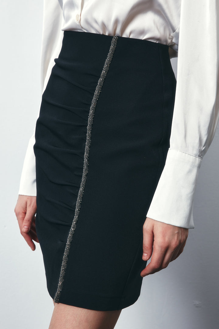 Sateen Jupe avec bandeau d'accessoire - Noir