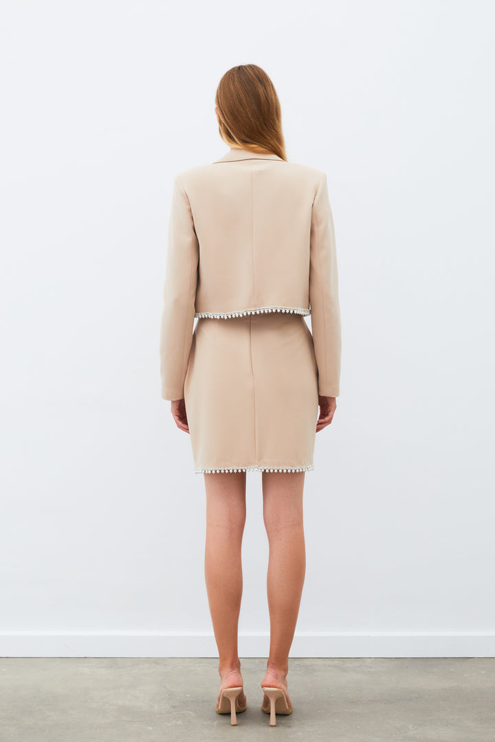 Sateen Veste courte avec accessoires - Beige