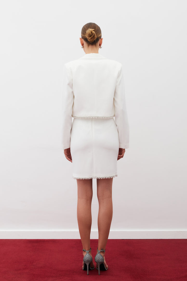 Sateen Veste courte avec accessoires - Écru