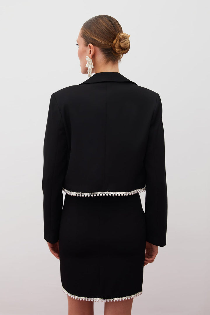 Sateen Veste courte avec accessoires - Noir