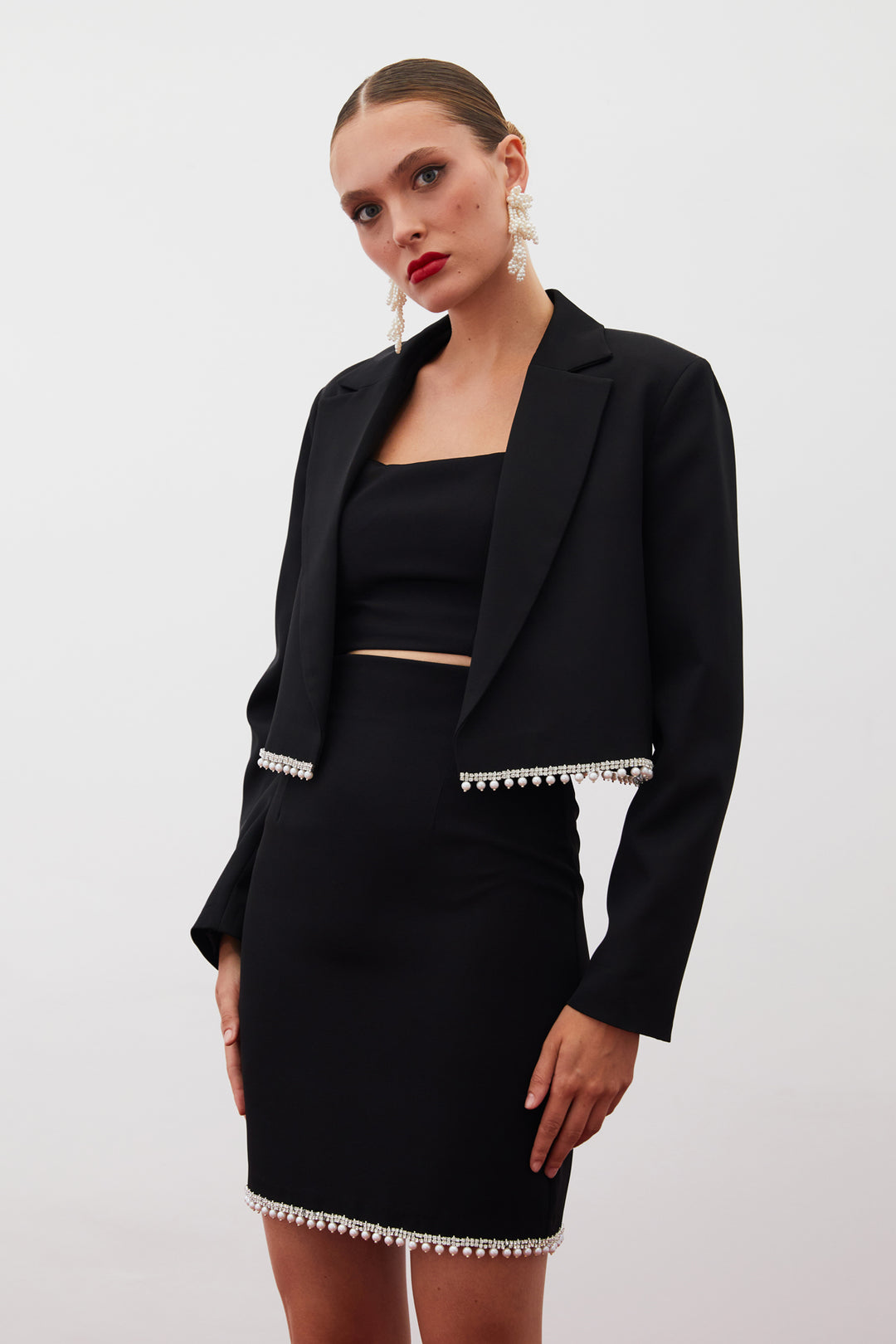 Sateen Veste courte avec accessoires - Noir
