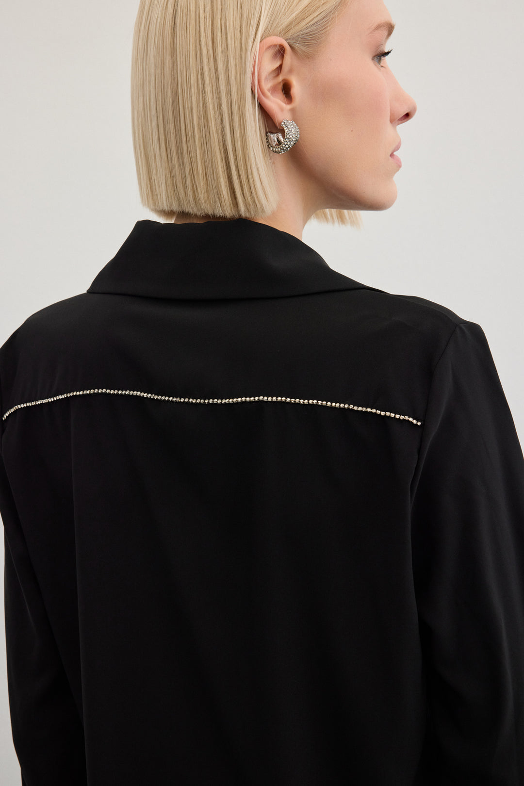 Sateen Chemise classique avec accessoires - Noir