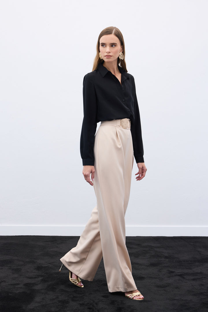 Sateen Pantalon avec accessoires - Beige