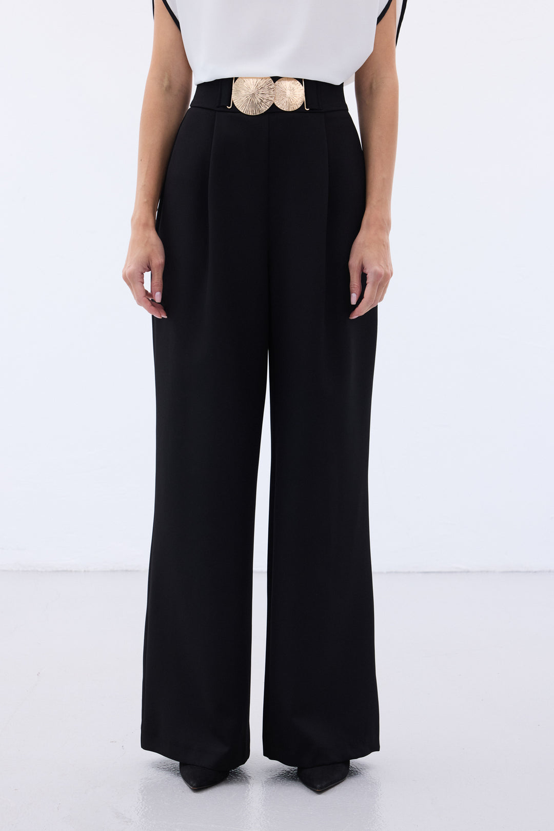 Sateen Pantalon avec accessoires - Noir
