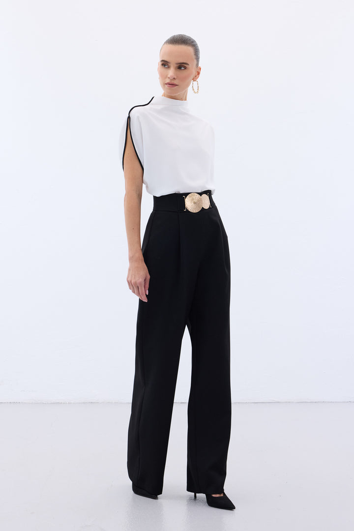 Sateen Pantalon avec accessoires - Noir