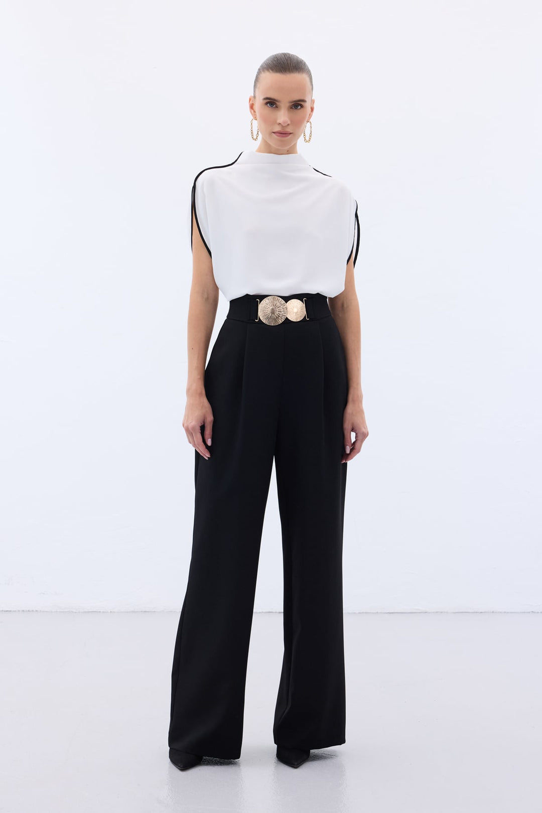 Sateen Pantalon avec accessoires - Noir