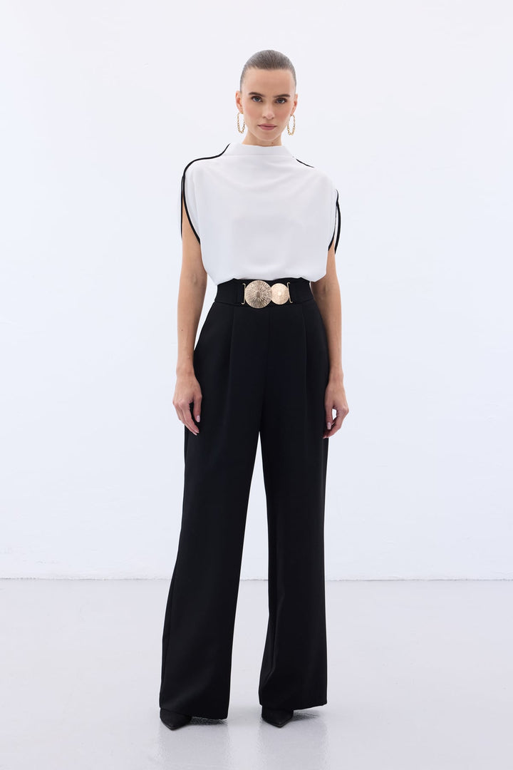 Sateen Pantalon avec accessoires - Noir