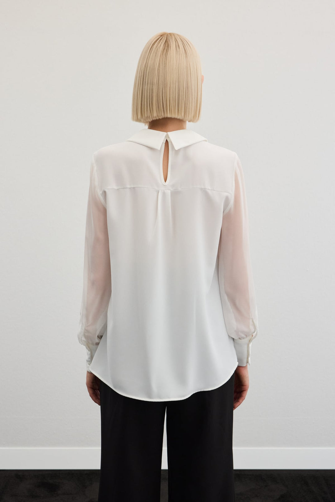 Sateen Blouse ample avec accessoires - Écru