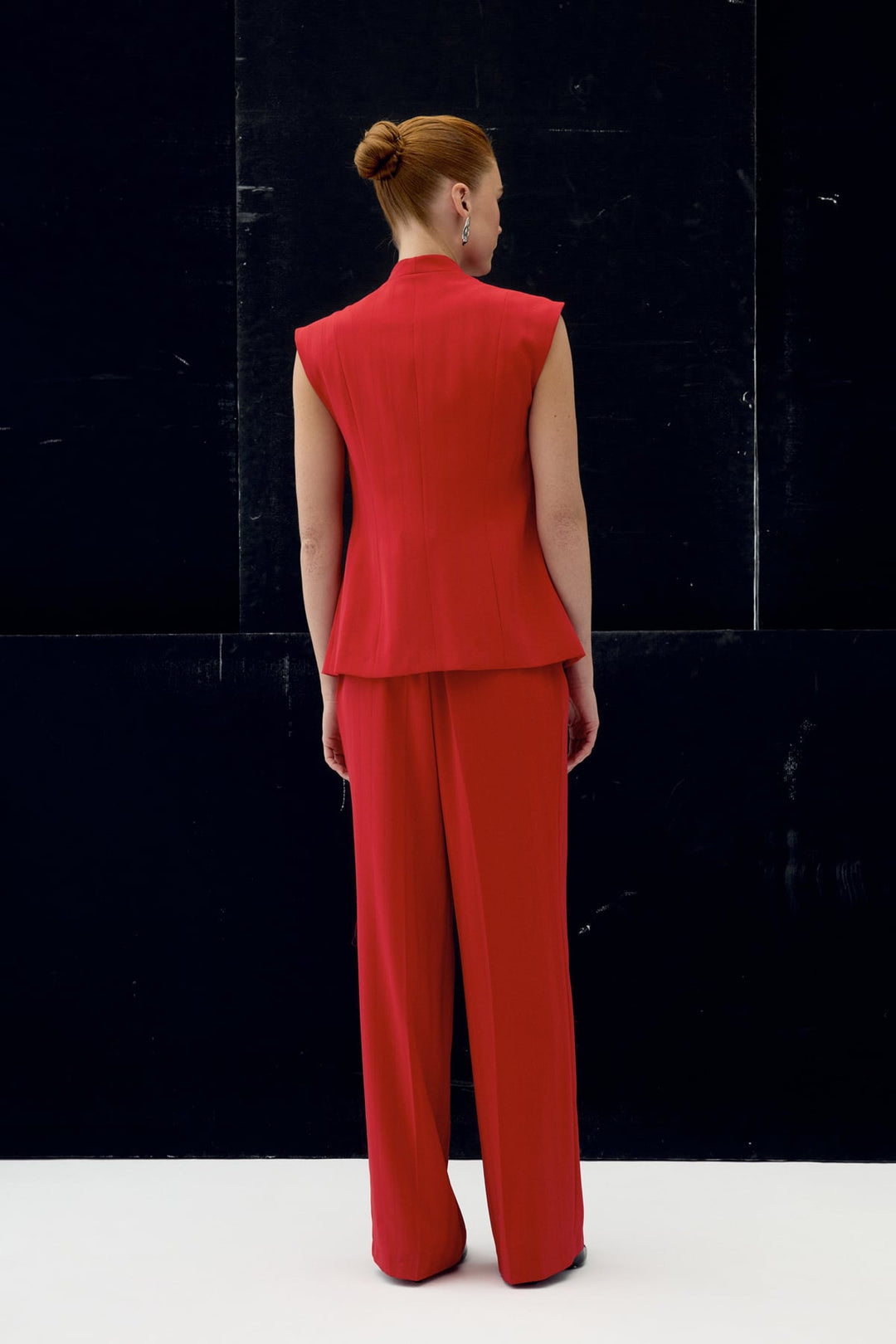 Sateen Pantalon Anna Rayé - Rouge