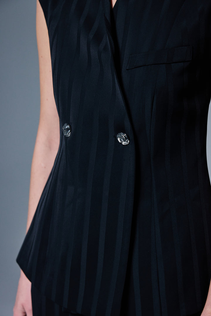Sateen Gilet rayé Anna - Noir