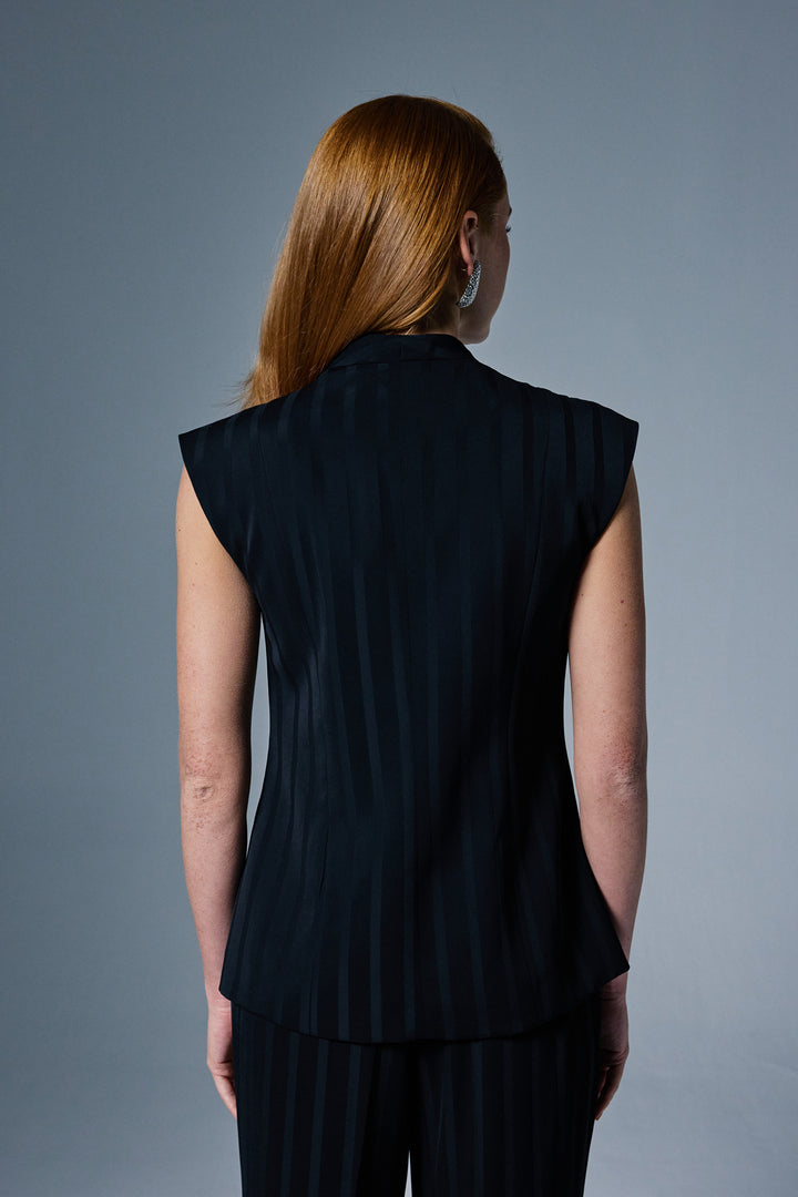 Sateen Gilet rayé Anna - Noir