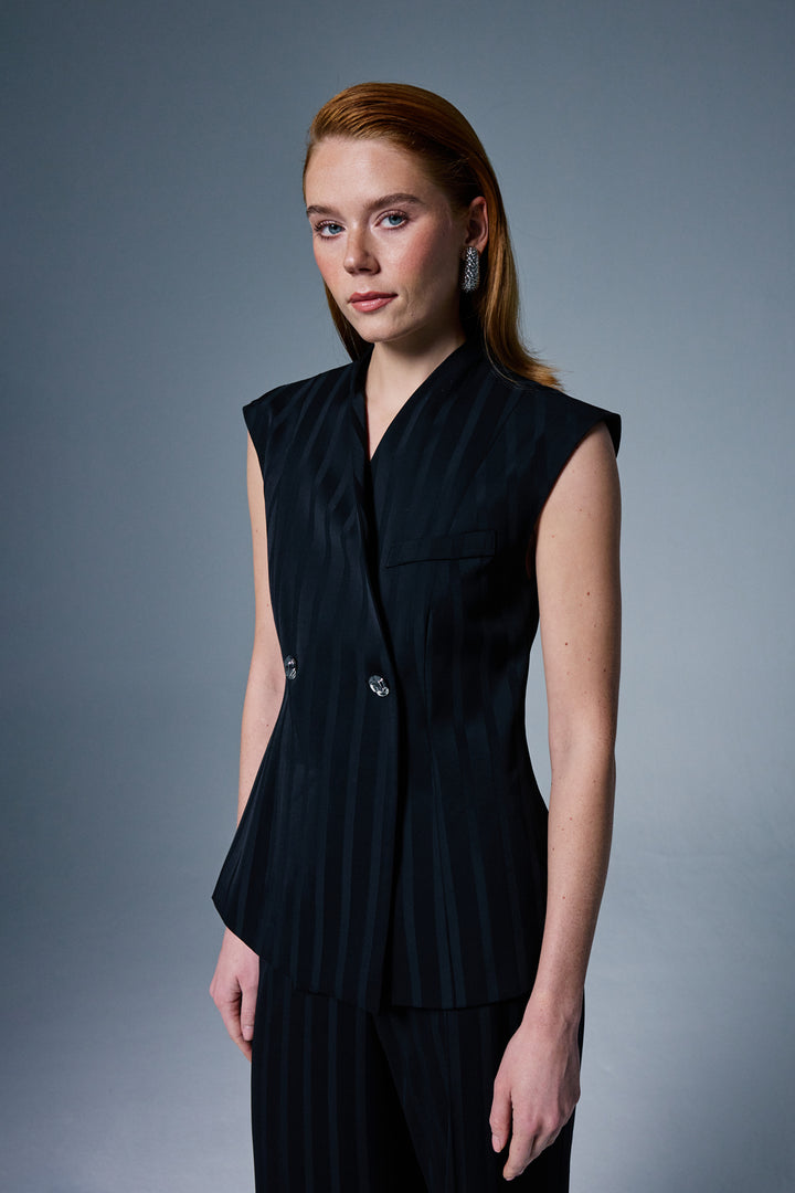 Sateen Gilet rayé Anna - Noir