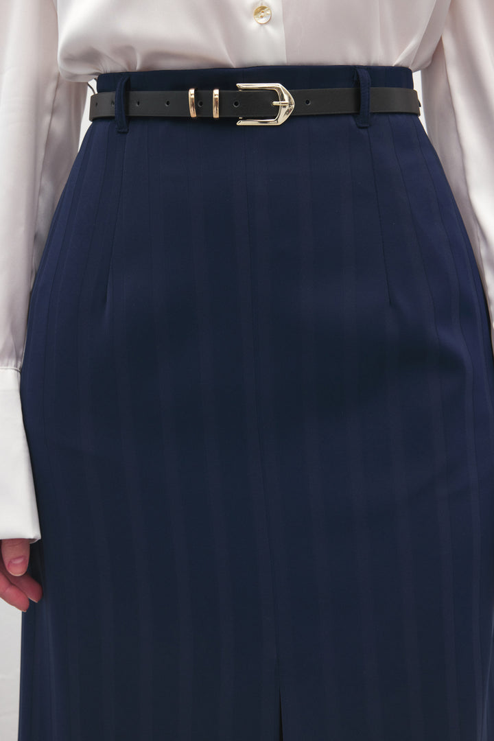Sateen Jupe Anna Fendue - Bleu marine
