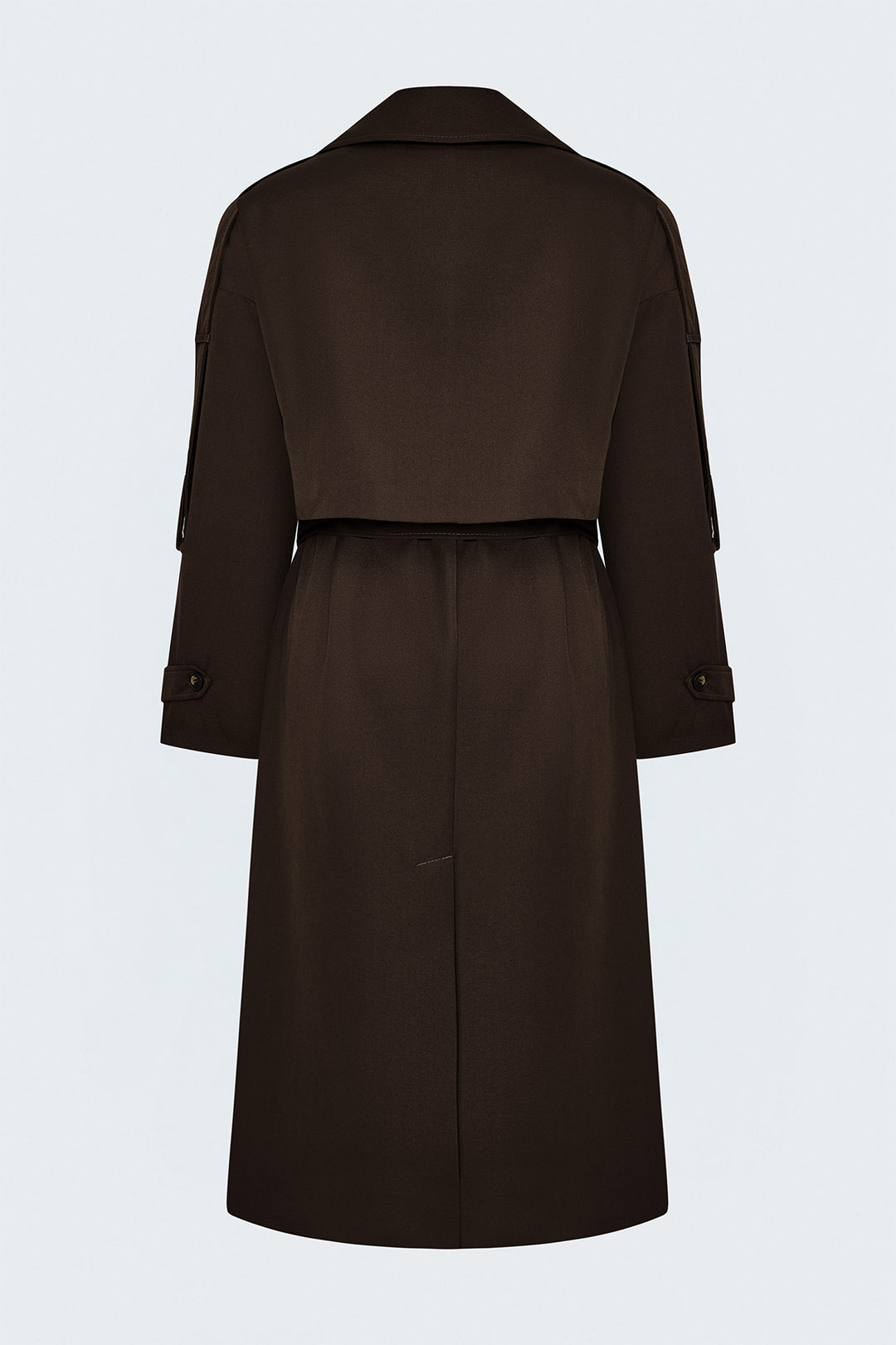 Sateen Trench avec détails épaulettes - Marron