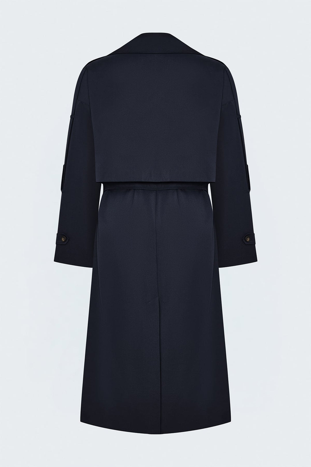 Sateen Trench avec détails épaulettes - Bleu marine