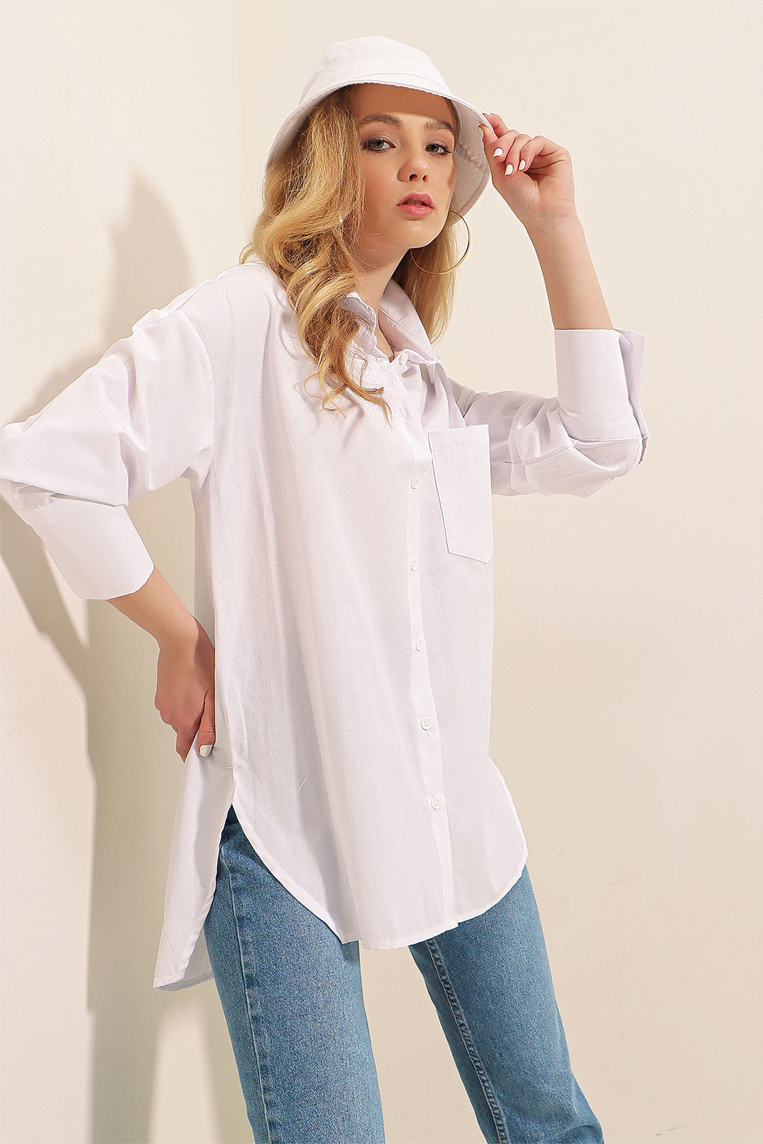 Bigdart 3952 Chemise Boyfriend à Boutons au Dos - Blanc