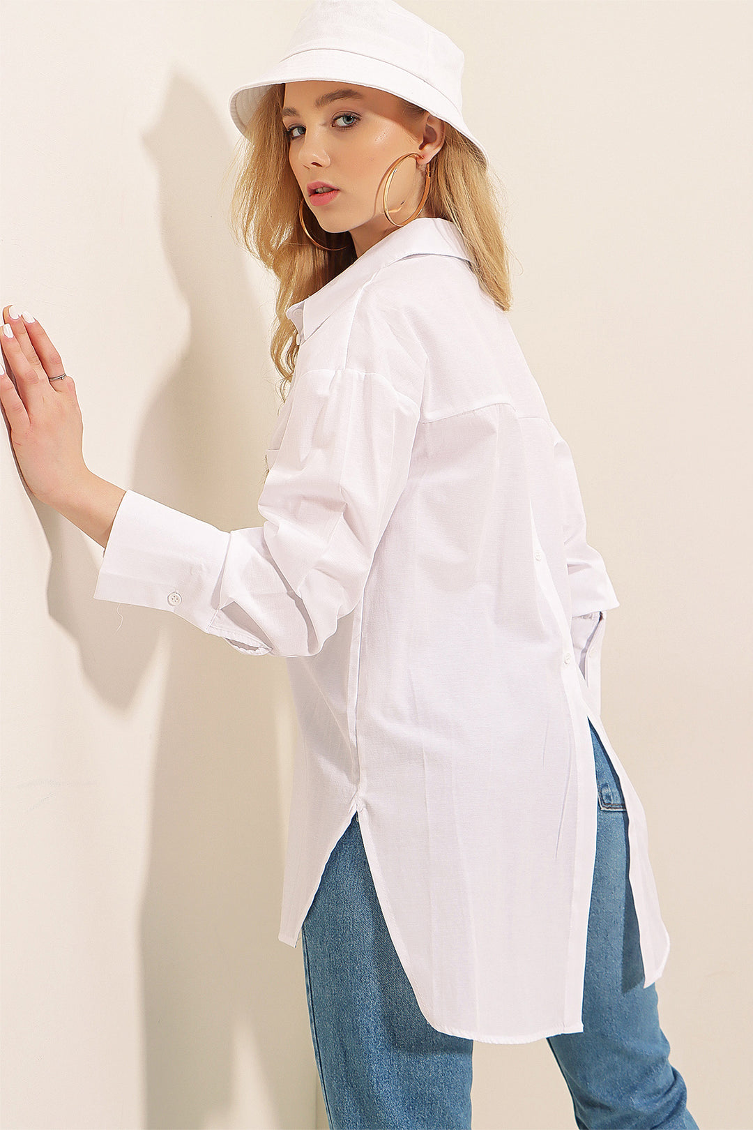 Bigdart 3952 Chemise Boyfriend à Boutons au Dos - Blanc