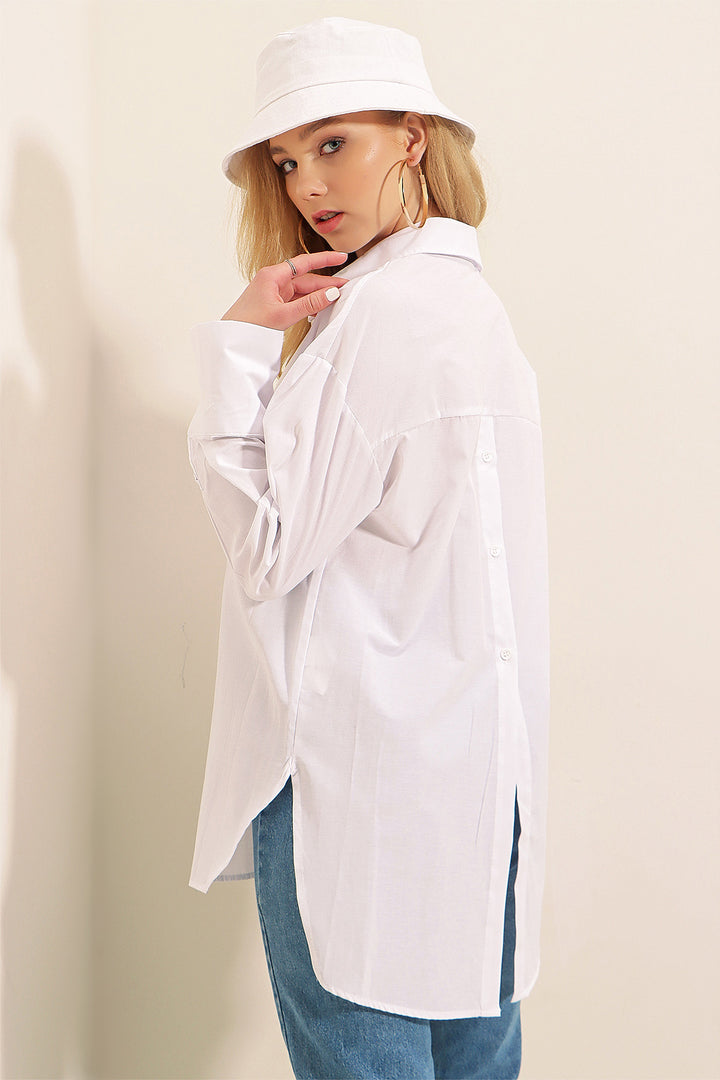 Bigdart 3952 Chemise Boyfriend à Boutons au Dos - Blanc