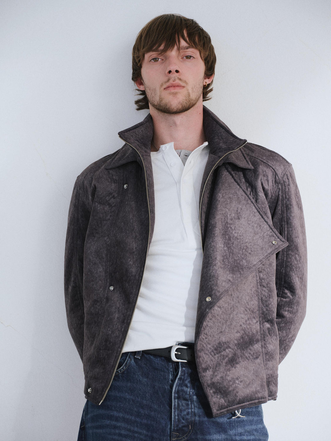 Giesto Veste en suède anthracite à fermeture asymétrique - Anthracite