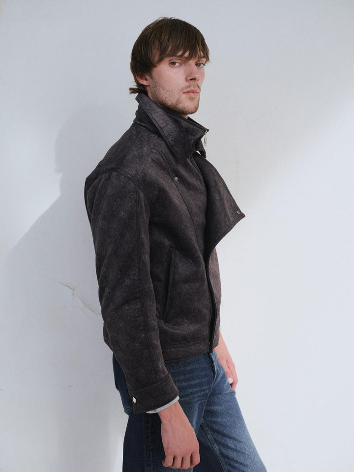 Giesto Veste en suède anthracite à fermeture asymétrique - Anthracite