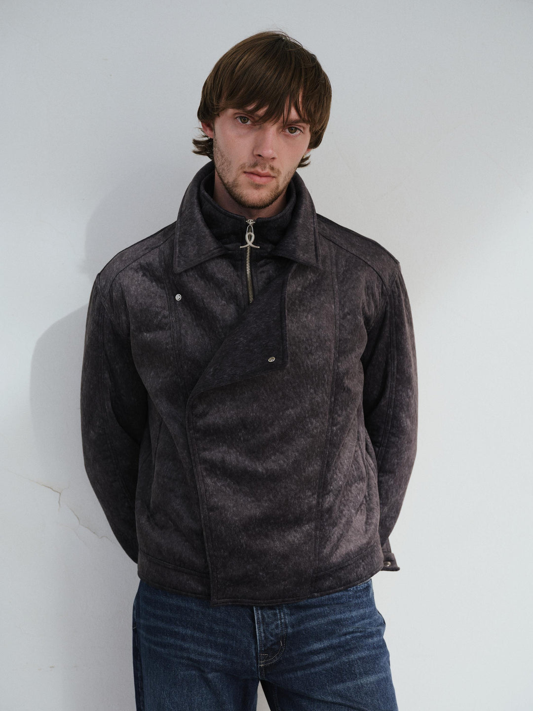 Giesto Veste en suède anthracite à fermeture asymétrique - Anthracite