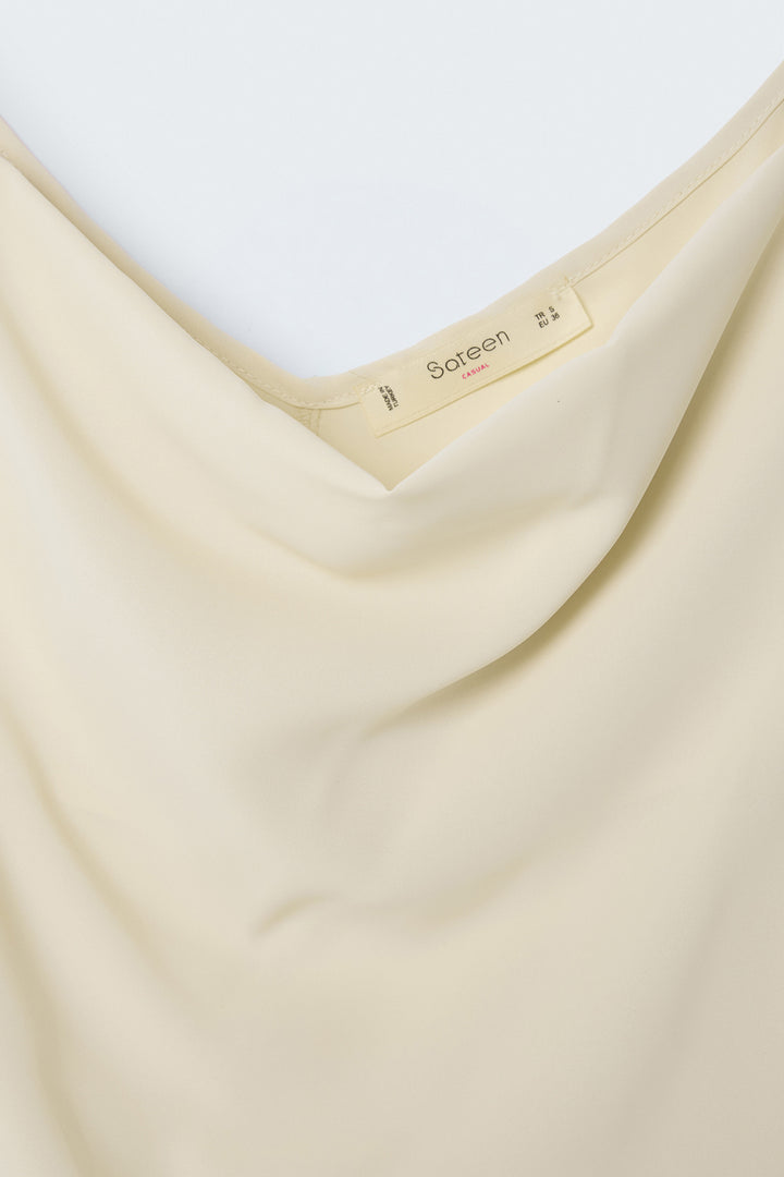 Sateen Blouse Débardeur Col Dégagé - Beige