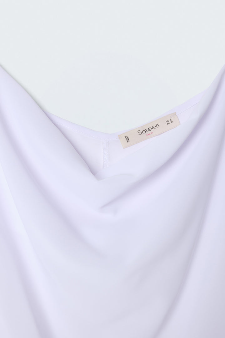 Sateen Blouse Débardeur Col Dégagé - Écru