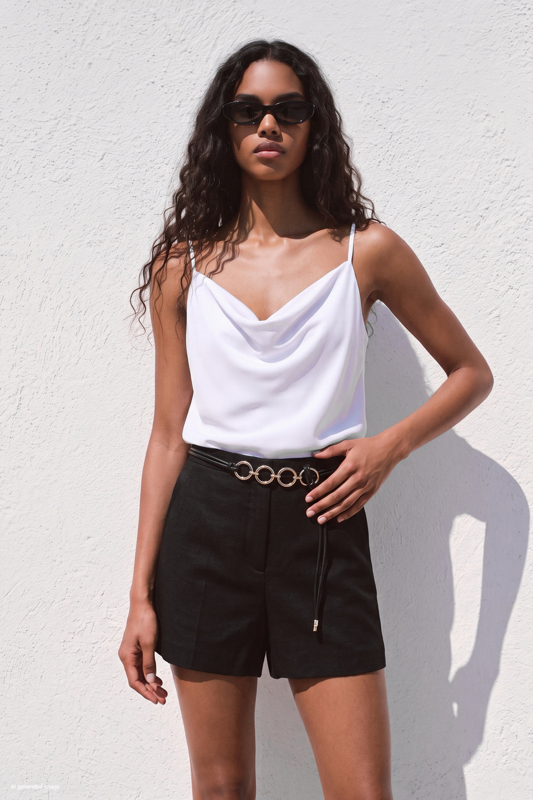 Sateen Blouse Débardeur Col Dégagé - Écru