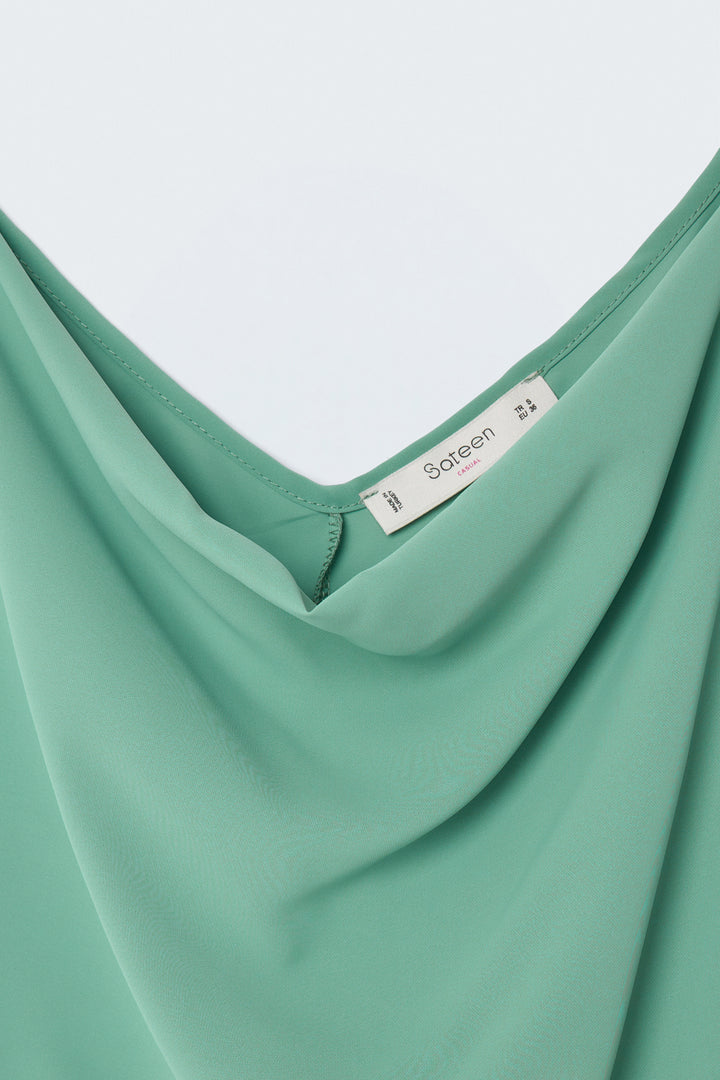 Sateen Blouse Débardeur Col Dégagé - Menthe