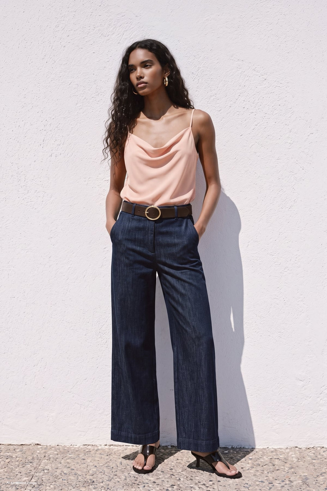 Sateen Blouse Débardeur Col Dégagé - Poudre