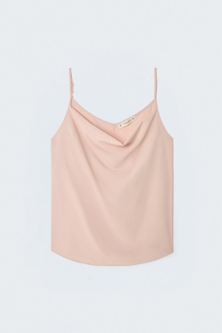 Sateen Blouse Débardeur Col Dégagé - Poudre