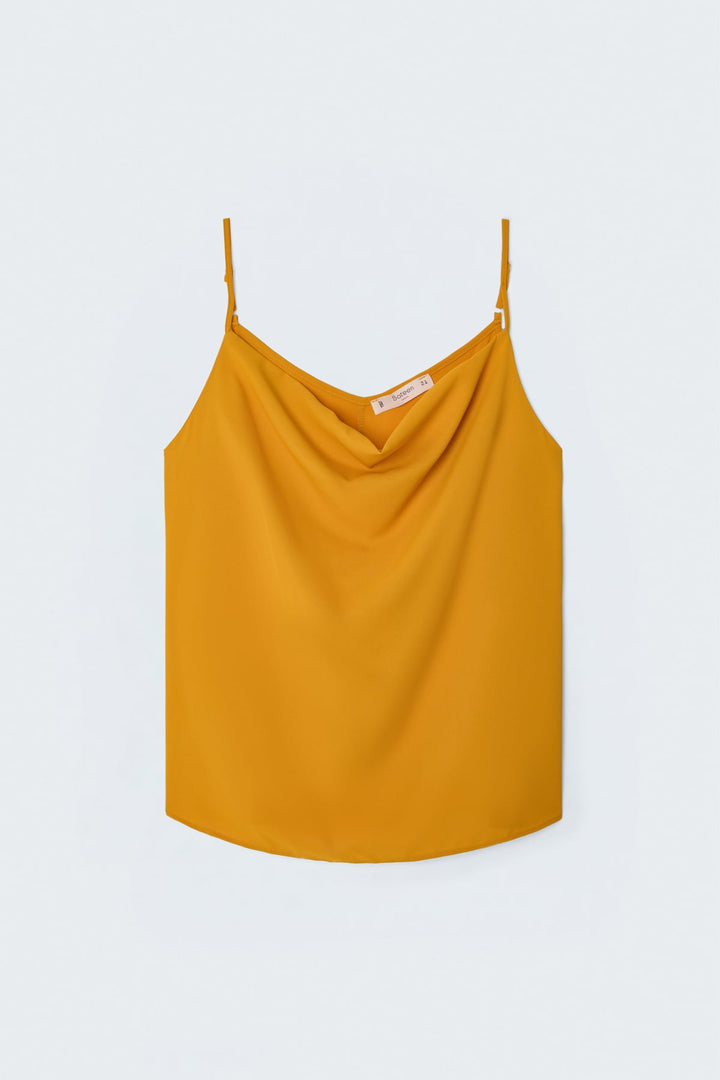 Sateen Blouse Débardeur Col Dégagé - safran