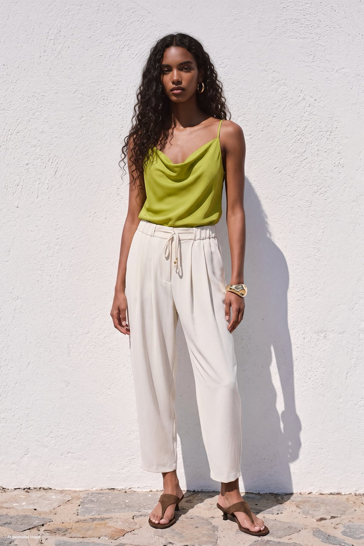 Sateen Blouse Débardeur Col Dégagé - yag Vert