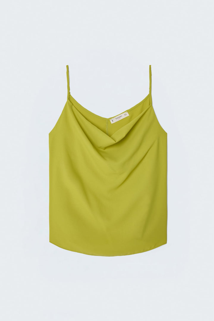 Sateen Blouse Débardeur Col Dégagé - yag Vert
